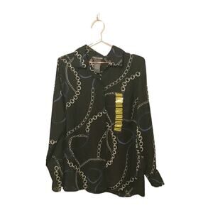 Chelsea & Theodore long sleeved button down chain detail blouse size med…